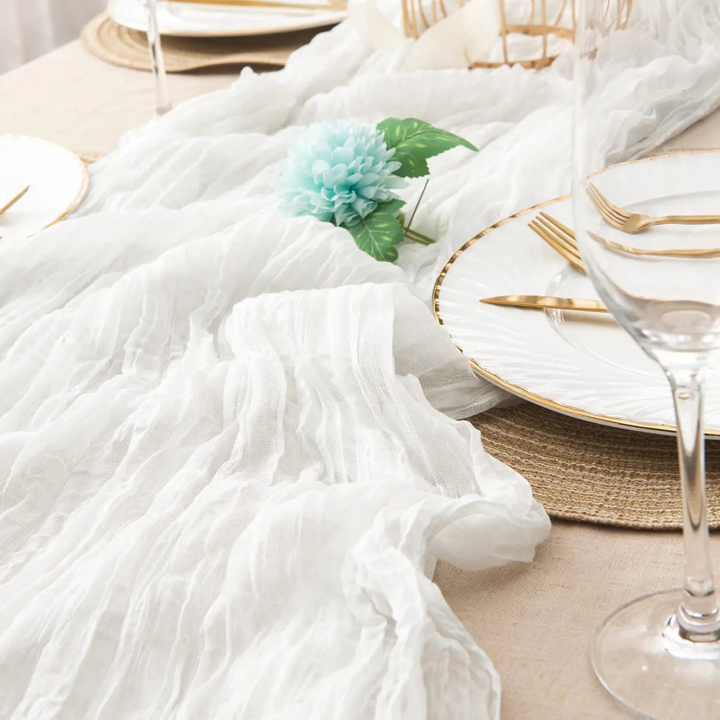 French Gauze Table Runner Semi-Sheer Décor