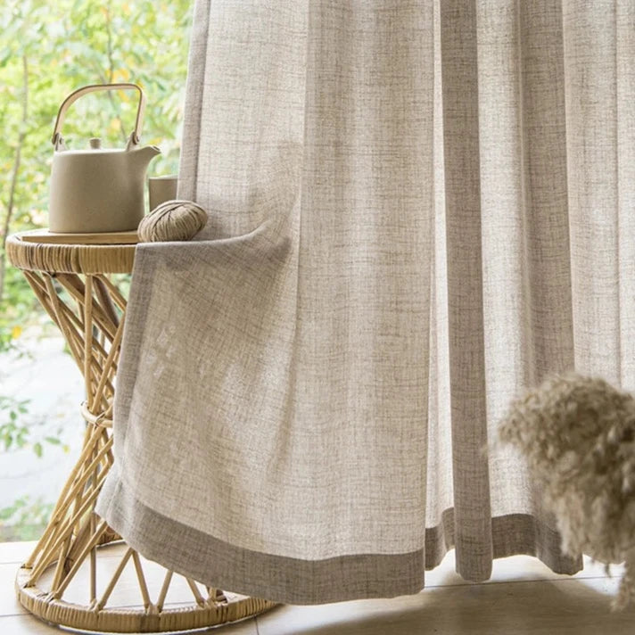 Japanese Style Thick Sheer Curtain - Coffee