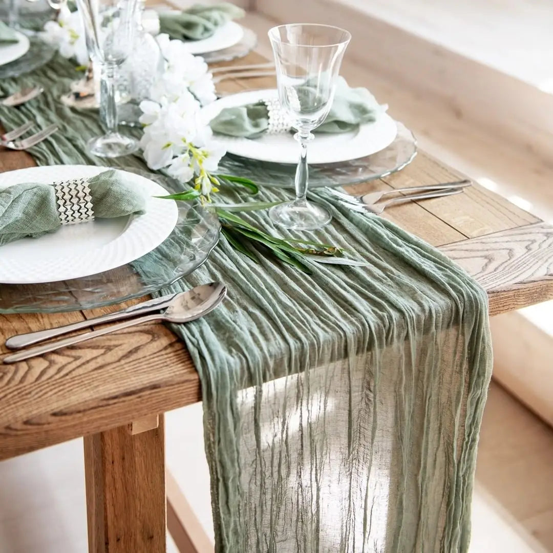 French Gauze Table Runner Semi-Sheer Décor