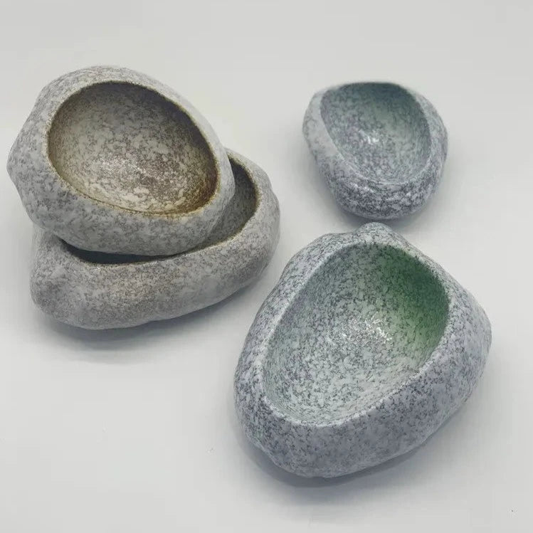 Japanese Natural Hand-Crafted Stone Ceramic Bowl Collection