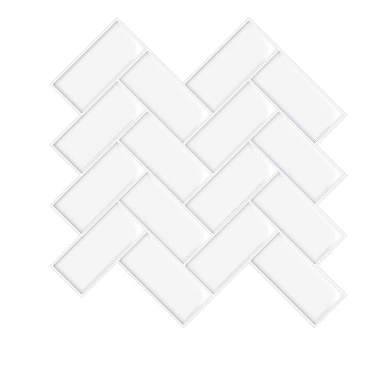 Munich Wall Tile Panels Herringbone - White
