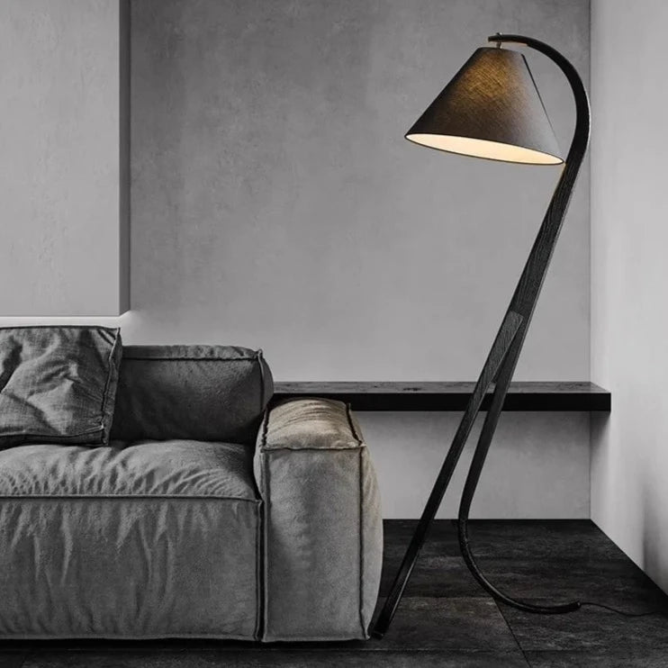 Georgina Wooden Floor Lamp - Elegant Black