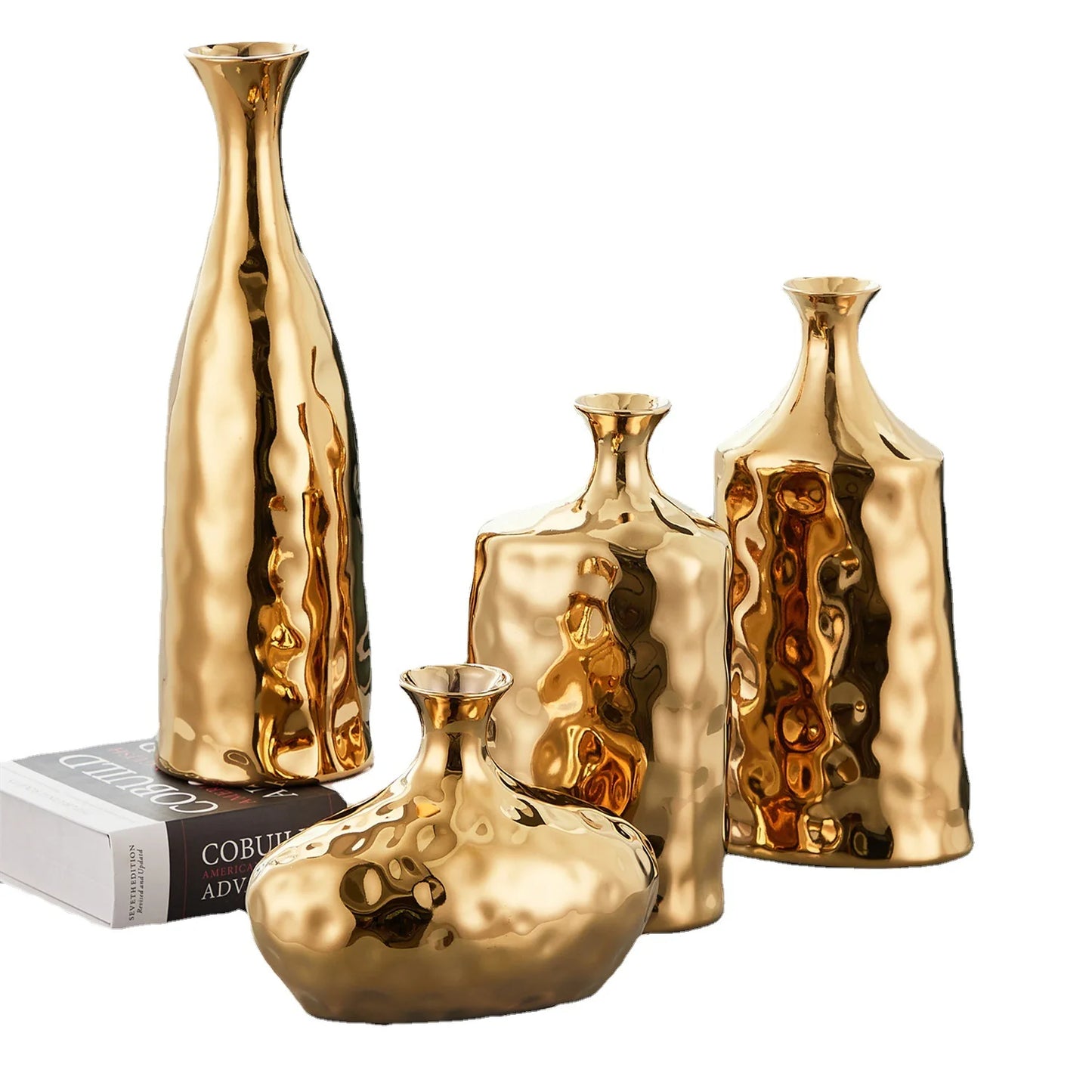 Violetta Ceramic Electroplated Gold Vases