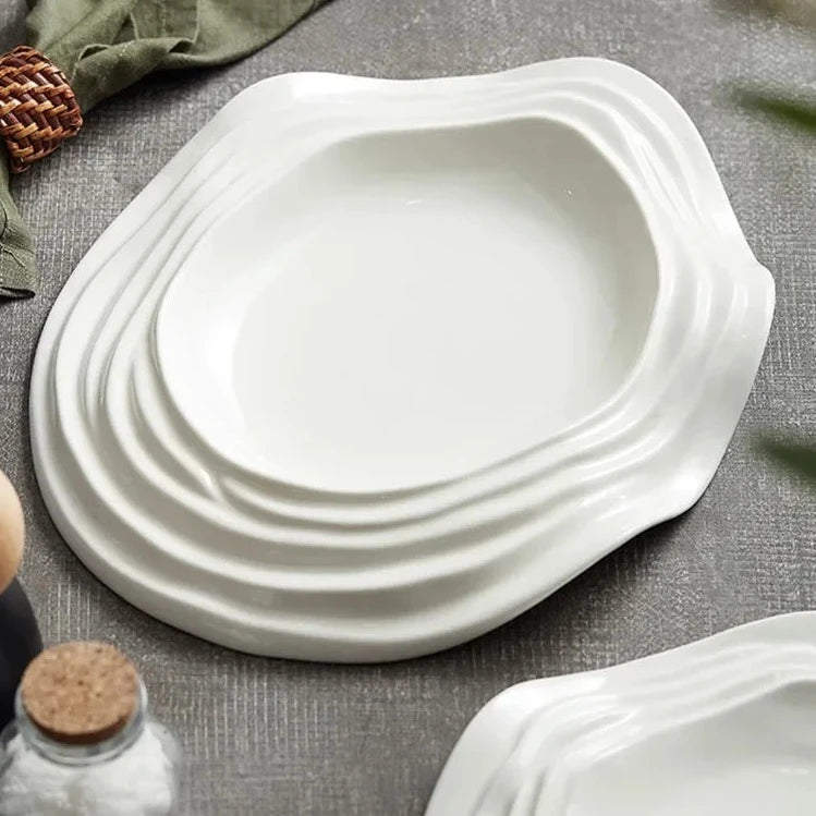 White Waves Ceramic Plate Collection