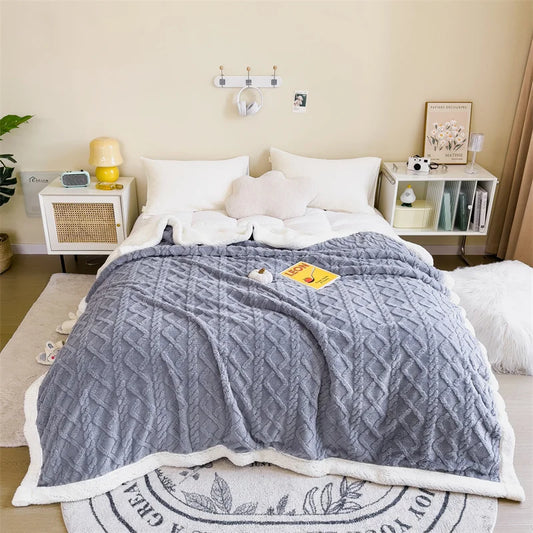 Malmö Soft Double Layer Throw Blanket - Grey Blue