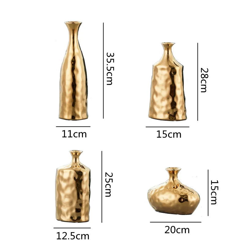 Violetta Ceramic Electroplated Gold Vases