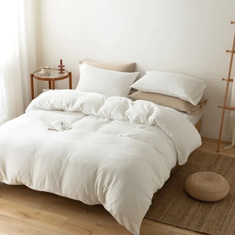 Classic White European Linen Duvet Cover Set