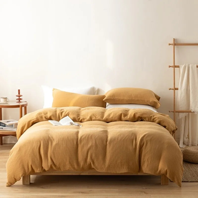 Classic Brown European Linen Duvet Cover Set