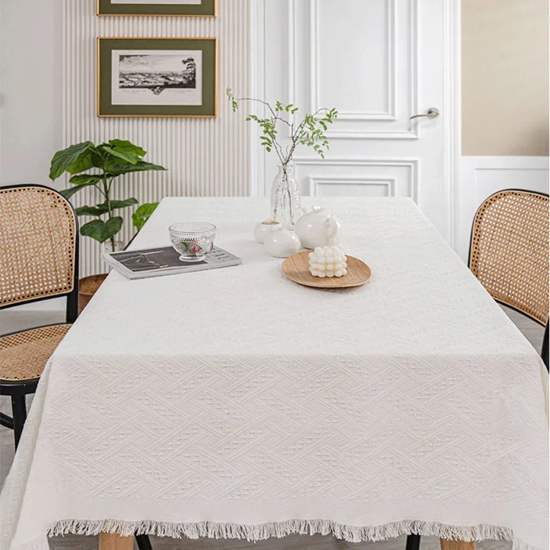 French White Table Lace Cloth Cover - T Grid