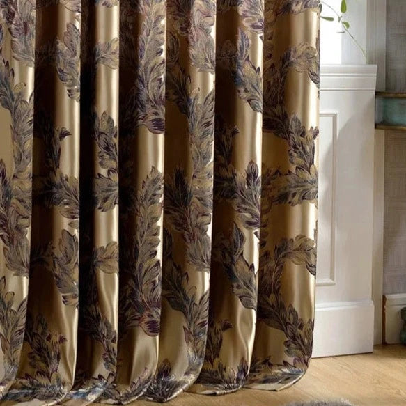 Luxury Peacock Feather Blackout Curtain