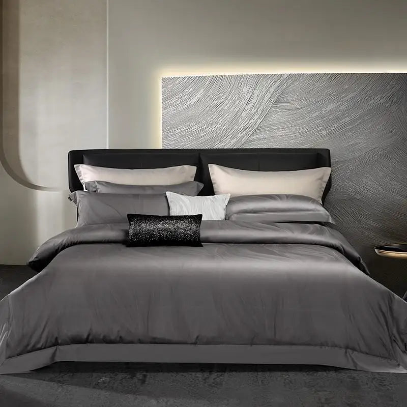 Marrati Premium Egyptian Cotton Duvet Cover Set - Silky Grey