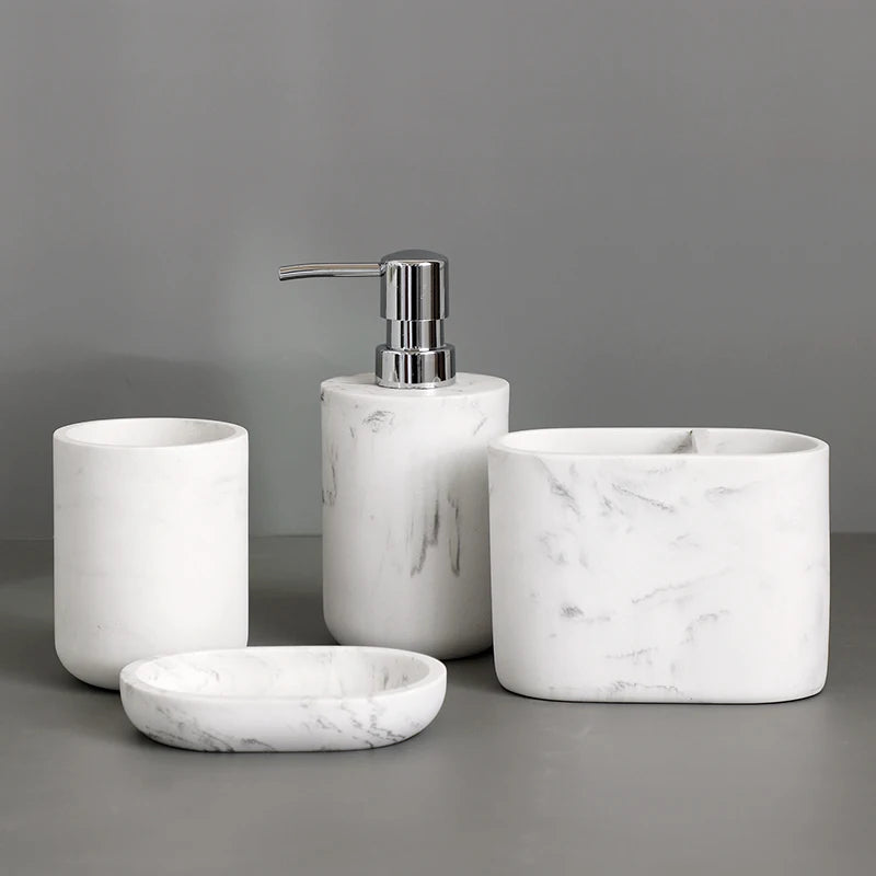 Italia White Marble Wash Accessories Collection