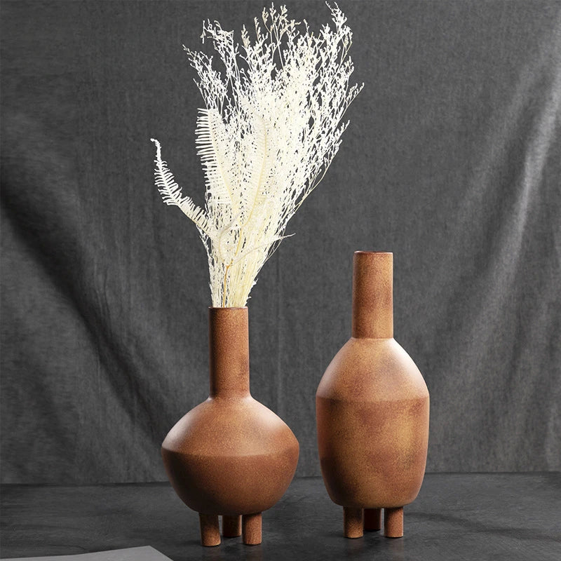 Sicily Ceramic Stone Vase - Rusty