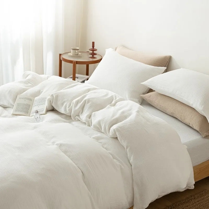 Classic White European Linen Duvet Cover Set