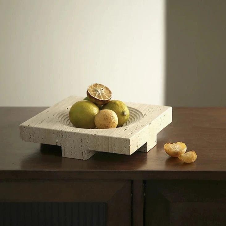 Italia Luxury Bowl Style Travertine Stone Tray Collection