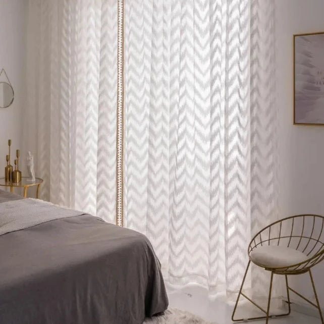 Casablanca Luxury White Ripple Sheer Curtain