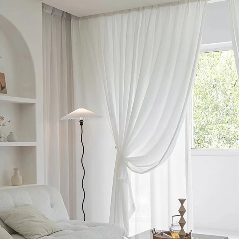 Swedish Villa White Sheer Curtain - Opaque