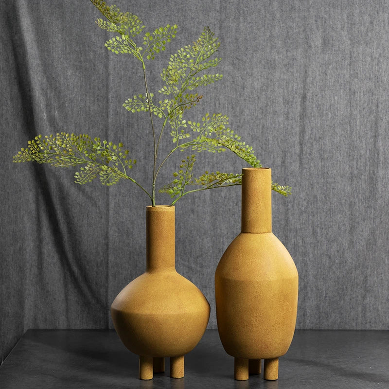 Sicily Ceramic Stone Vase - Mustard