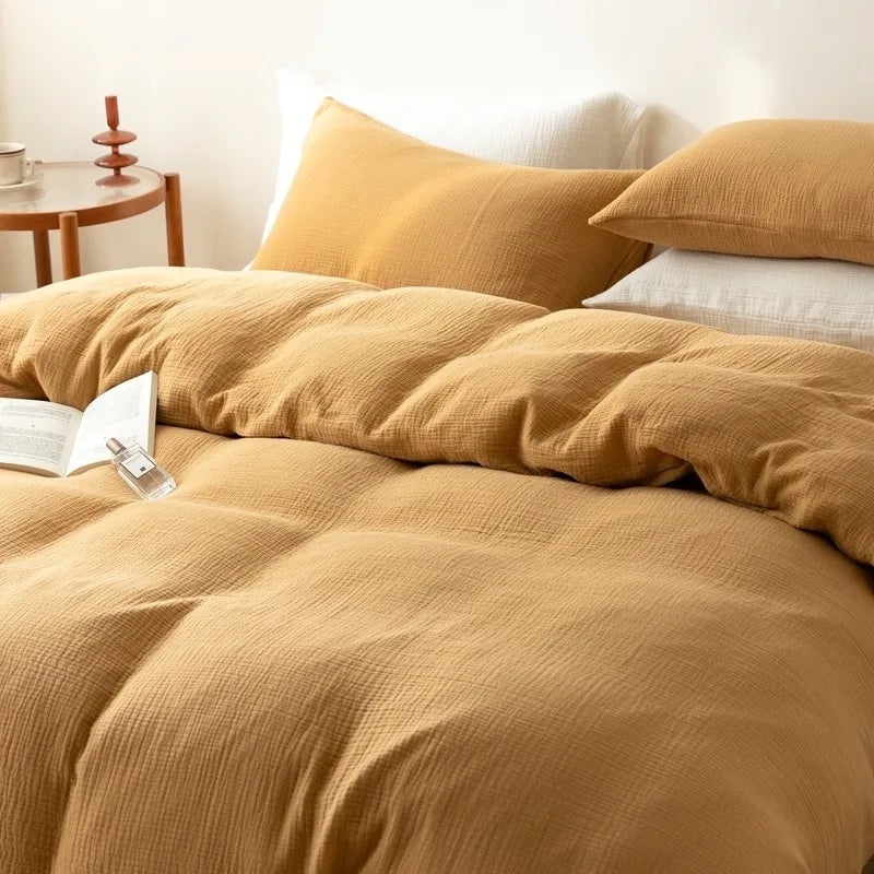 Classic Brown European Linen Duvet Cover Set