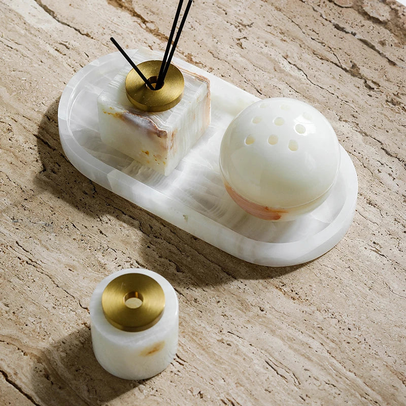 MERÏ Marble Stone Diffuser & Incense Collection - White Onyx