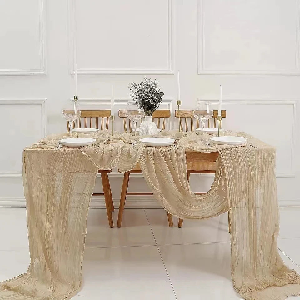 French Gauze Table Runner Semi-Sheer Décor