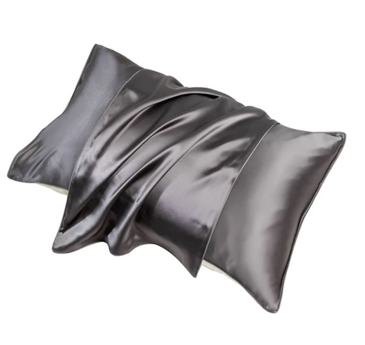 Premium Mulberry Silk Pillowcase - Charcoal Black