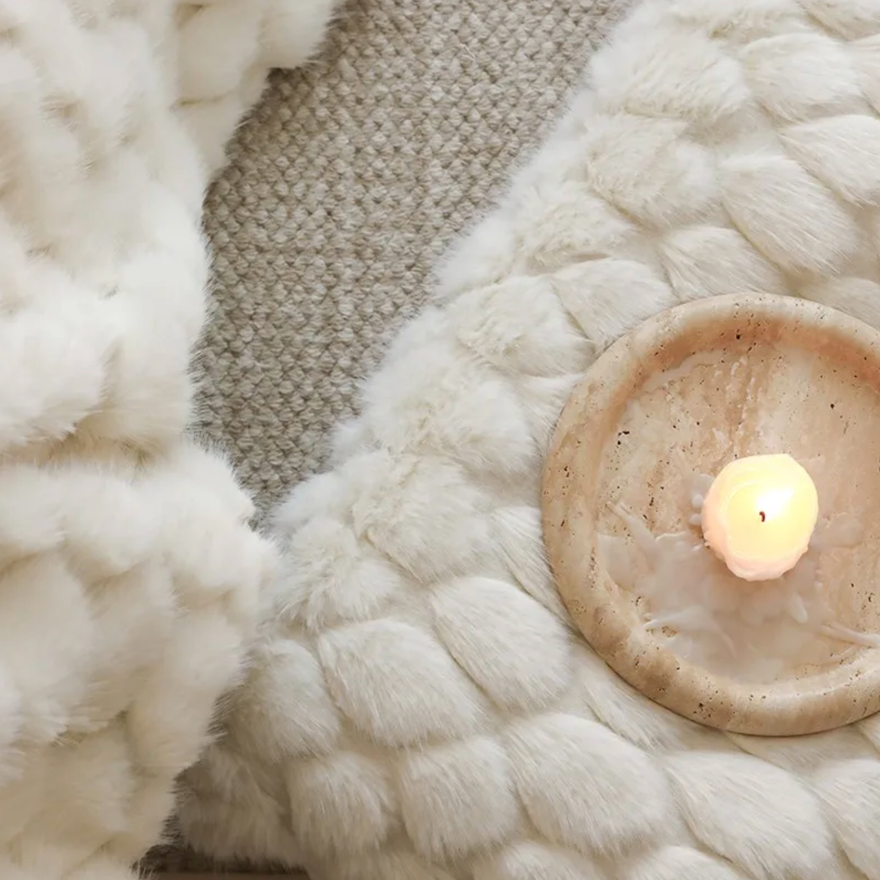 Rabbit Faux-Fur Blanket Throw