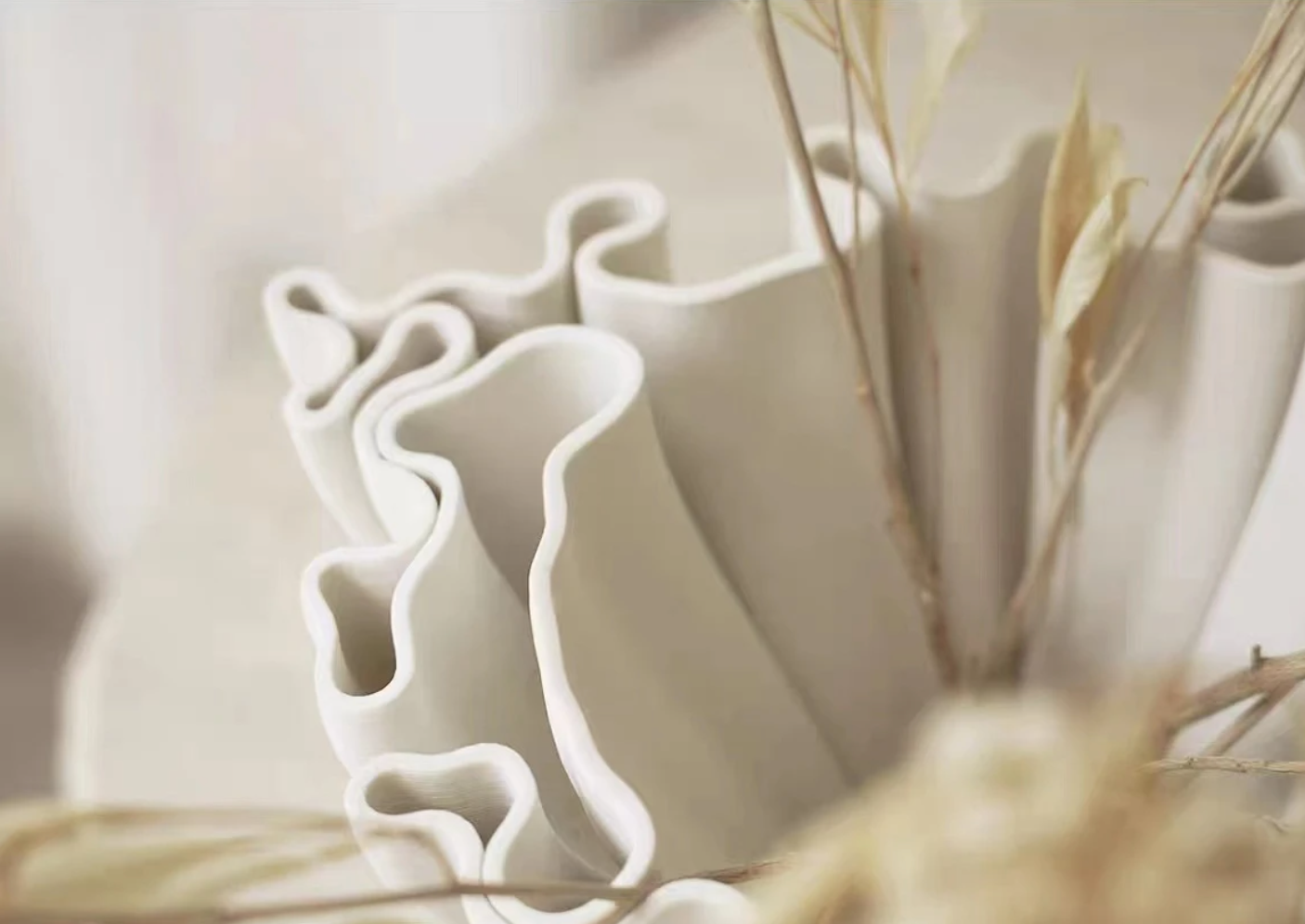 Petal White Ceramic Vase