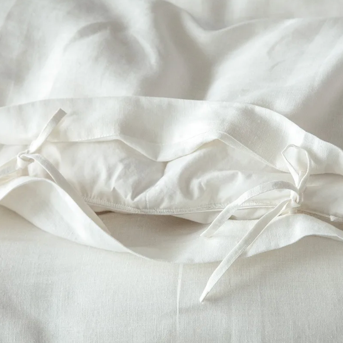 Premium White European French Linen Duvet Cover Set