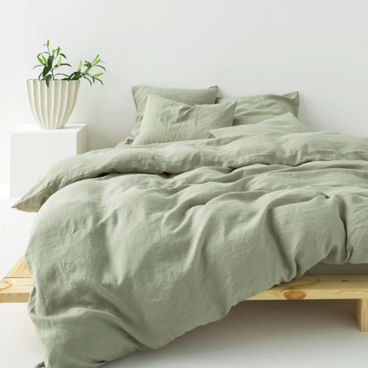 Toscana Sage Washed Linen Bedding Set