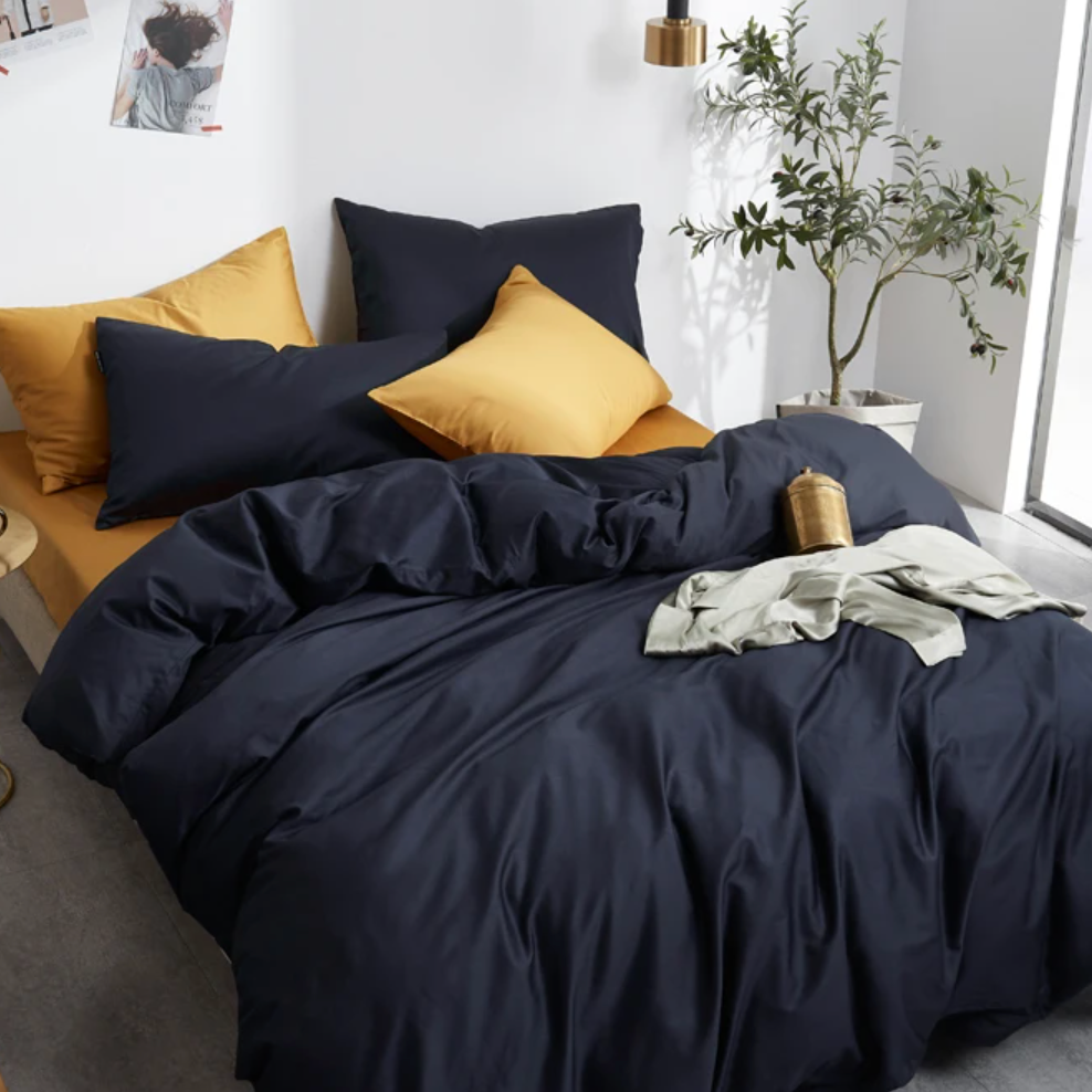 Palma Premium Egyptian Cotton Bedding Set - Dark Navy