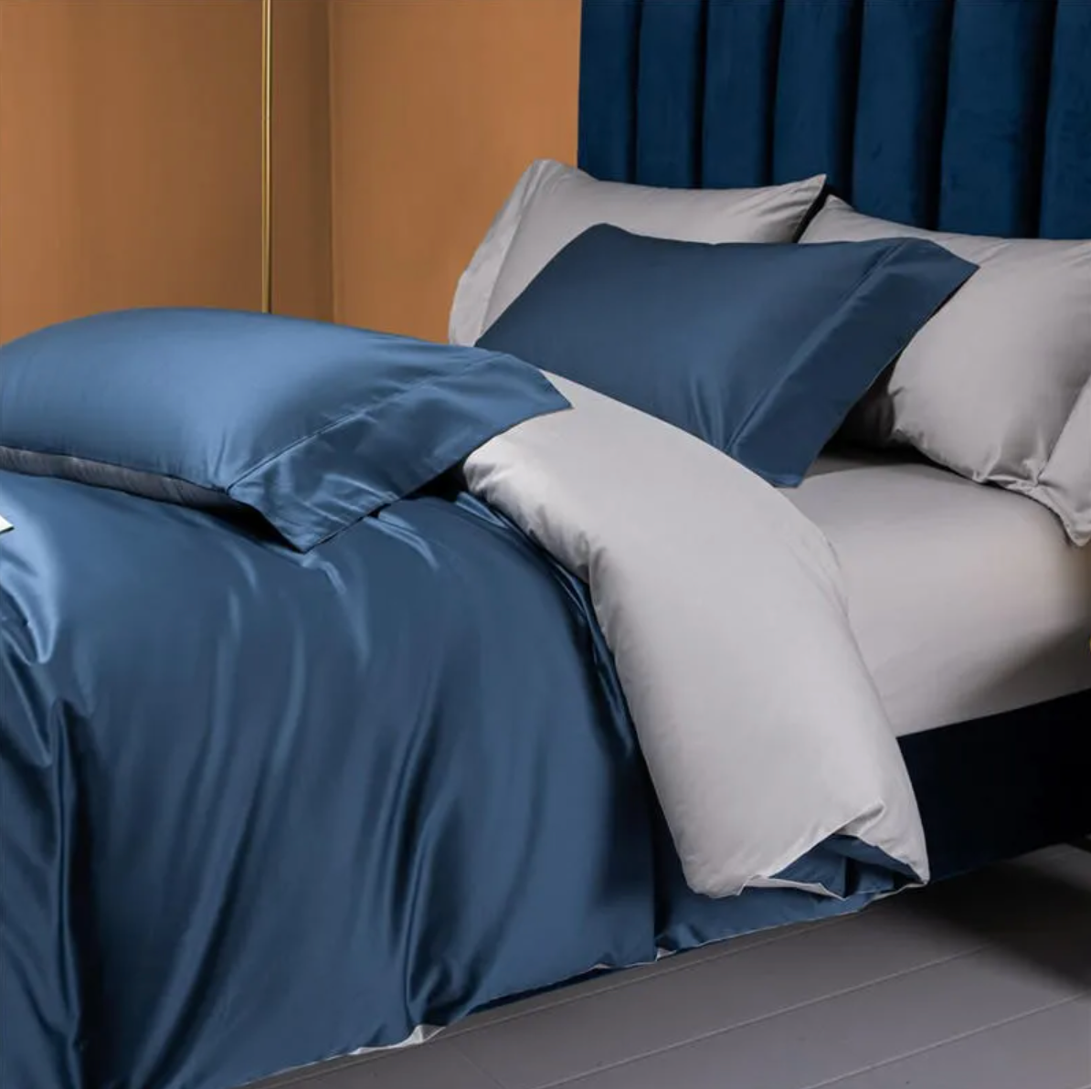 Silken Dream Egyptian Cotton Bedding Set - Navy