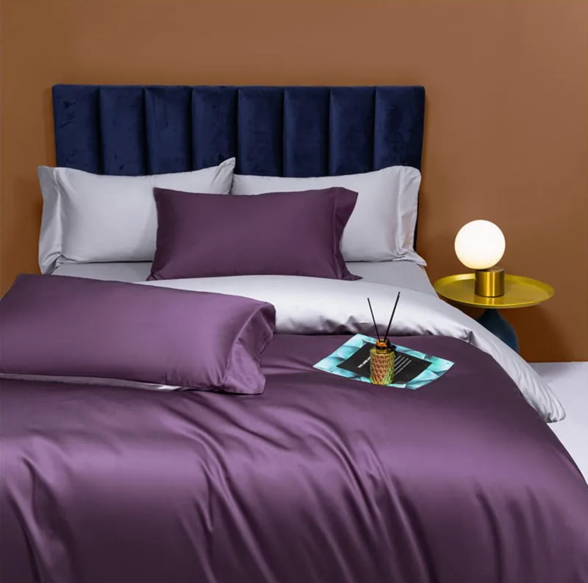 Silken Dream Egyptian Cotton Bedding Set - Purple