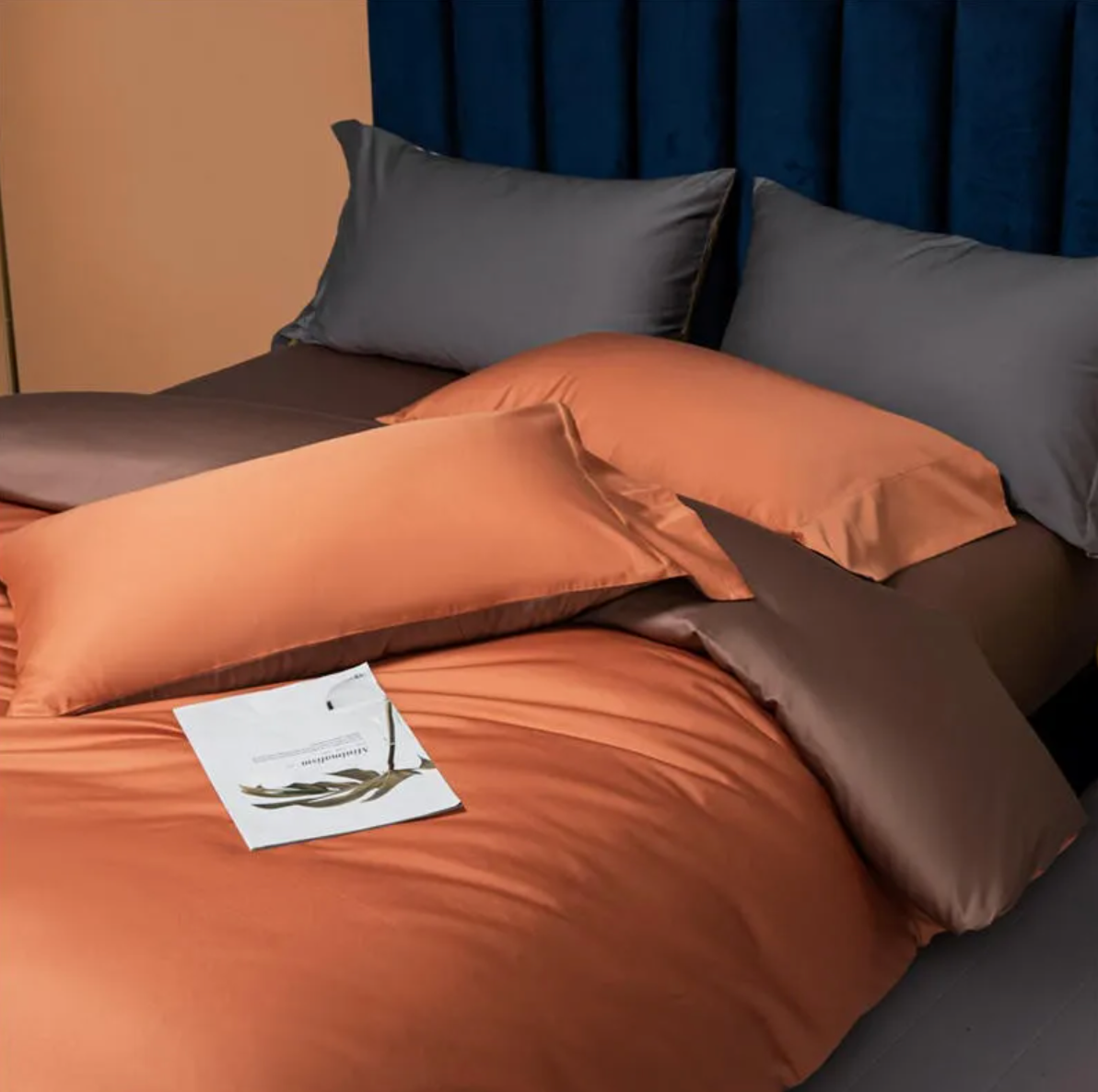 Silken Dream Egyptian Cotton Bedding Set - Orange