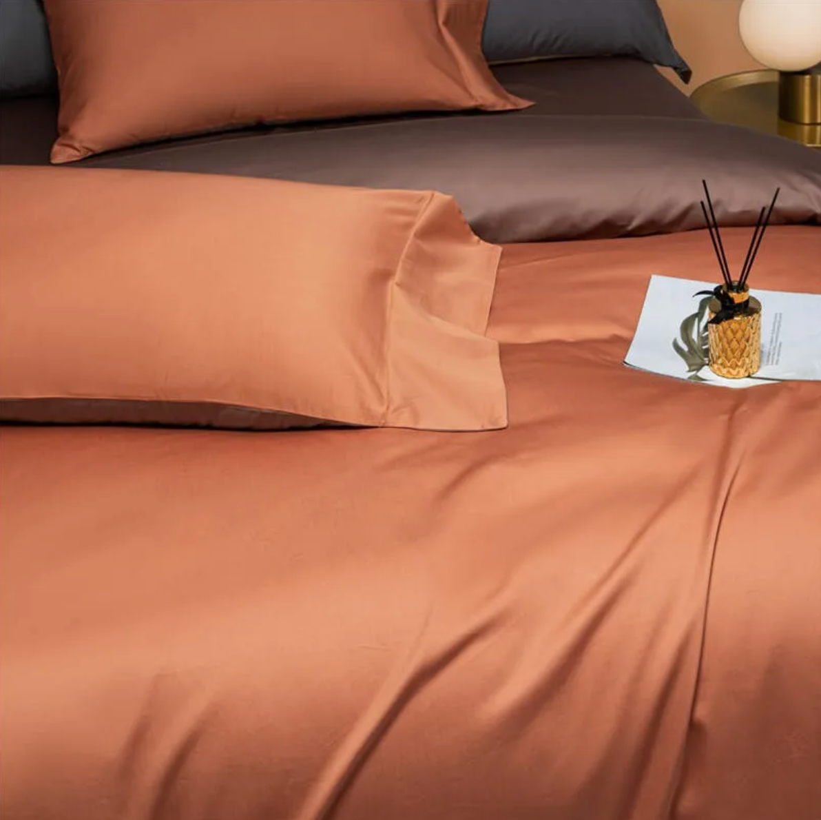 Silken Dream Egyptian Cotton Bedding Set - Orange