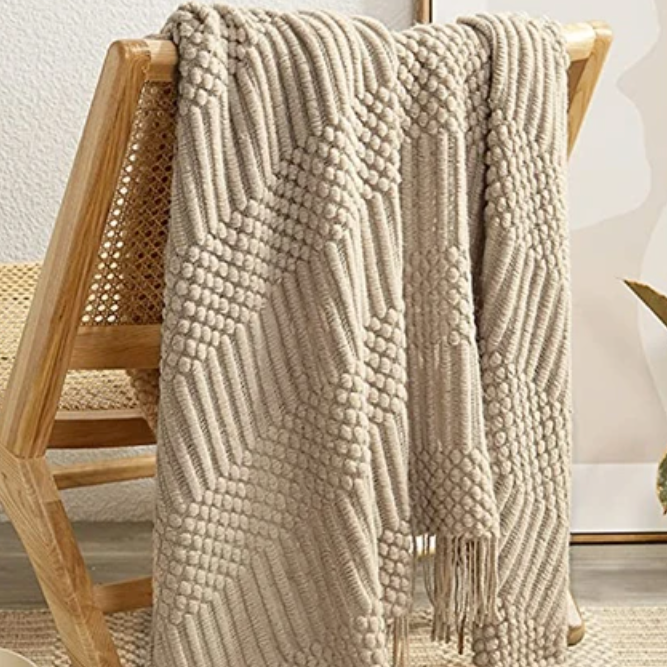 Malibu Texture Hand-Knitted Blanket - Yellow