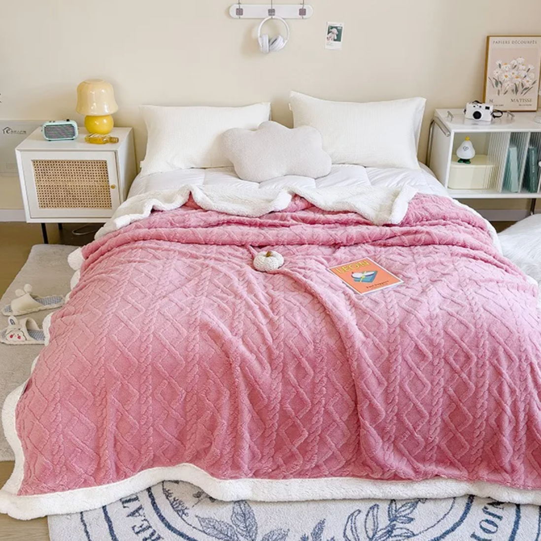 Malmö Soft Double Layer Throw Blanket - Pink