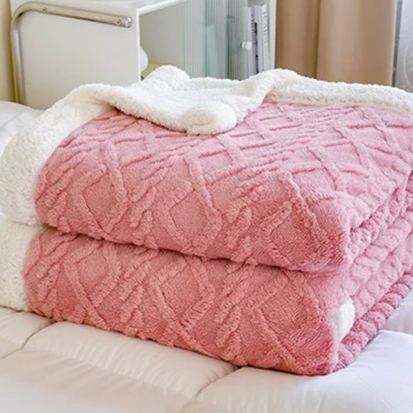 Malmö Soft Double Layer Throw Blanket - Pink