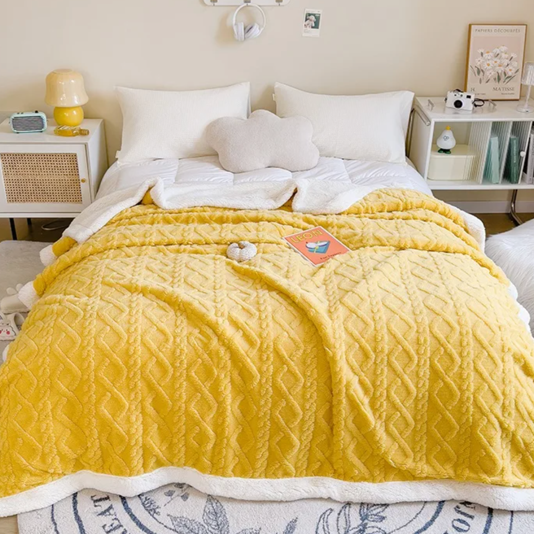 Malmö Soft Double Layer Throw Blanket - Yellow