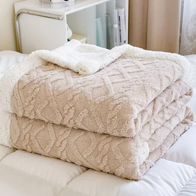 Malmö Soft Double Layer Throw Blanket - Cream Brown