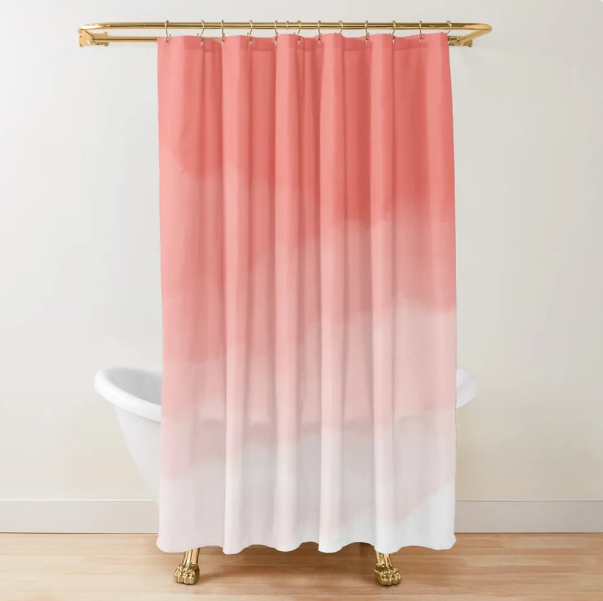 MIMOSA Ombré Waterproof Shower Curtain - Peach Pink