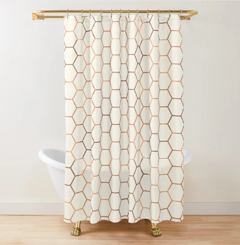 MIMOSA Honeycomb Waterproof Shower Curtain - Honey Bronze