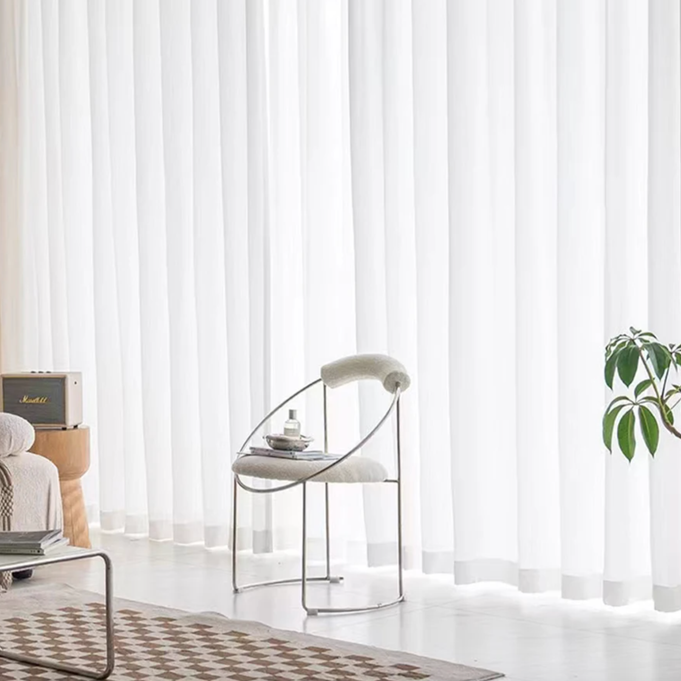 Swedish Villa White Sheer Curtain - Opaque