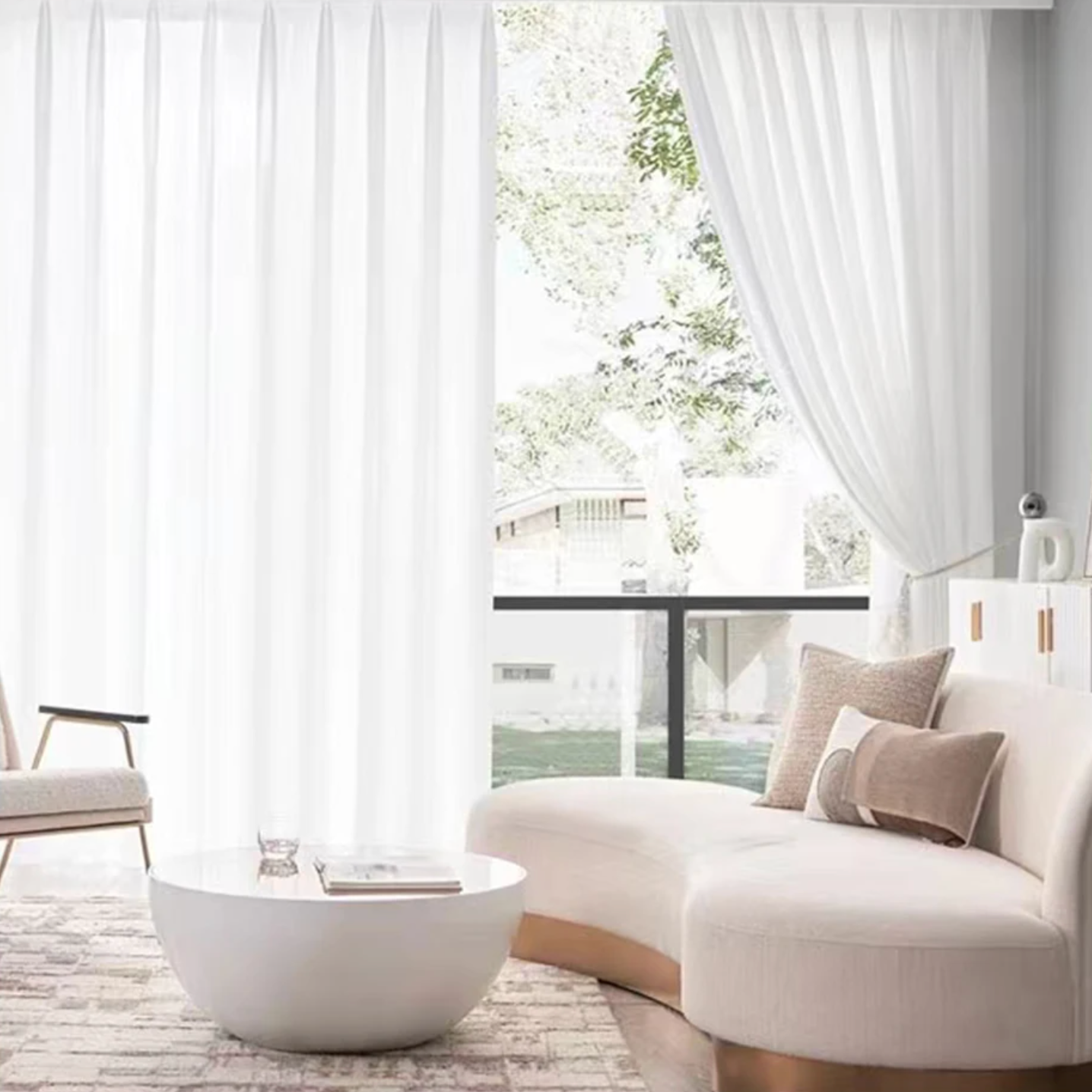 Swedish Villa White Sheer Curtain - Opaque