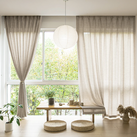 Japanese Style Thick Sheer Curtain - Coffee