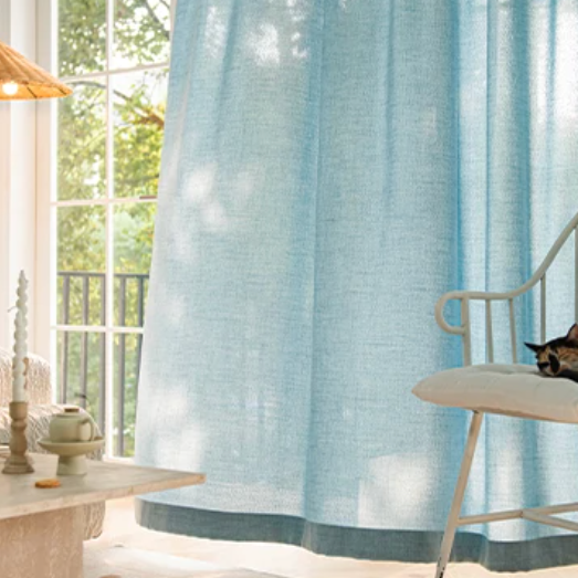 Japanese Style Thick Sheer Curtain - Blue