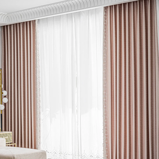 Scandinavian Minimalist Detailed Blackout Curtain - Light Pink