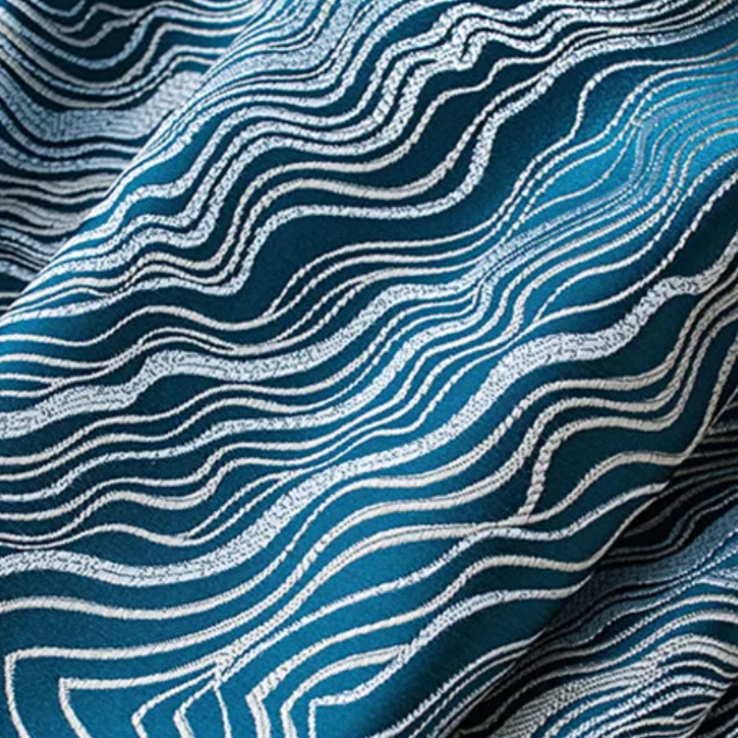 Malmö Contour Detail Blackout Curtain - Blue