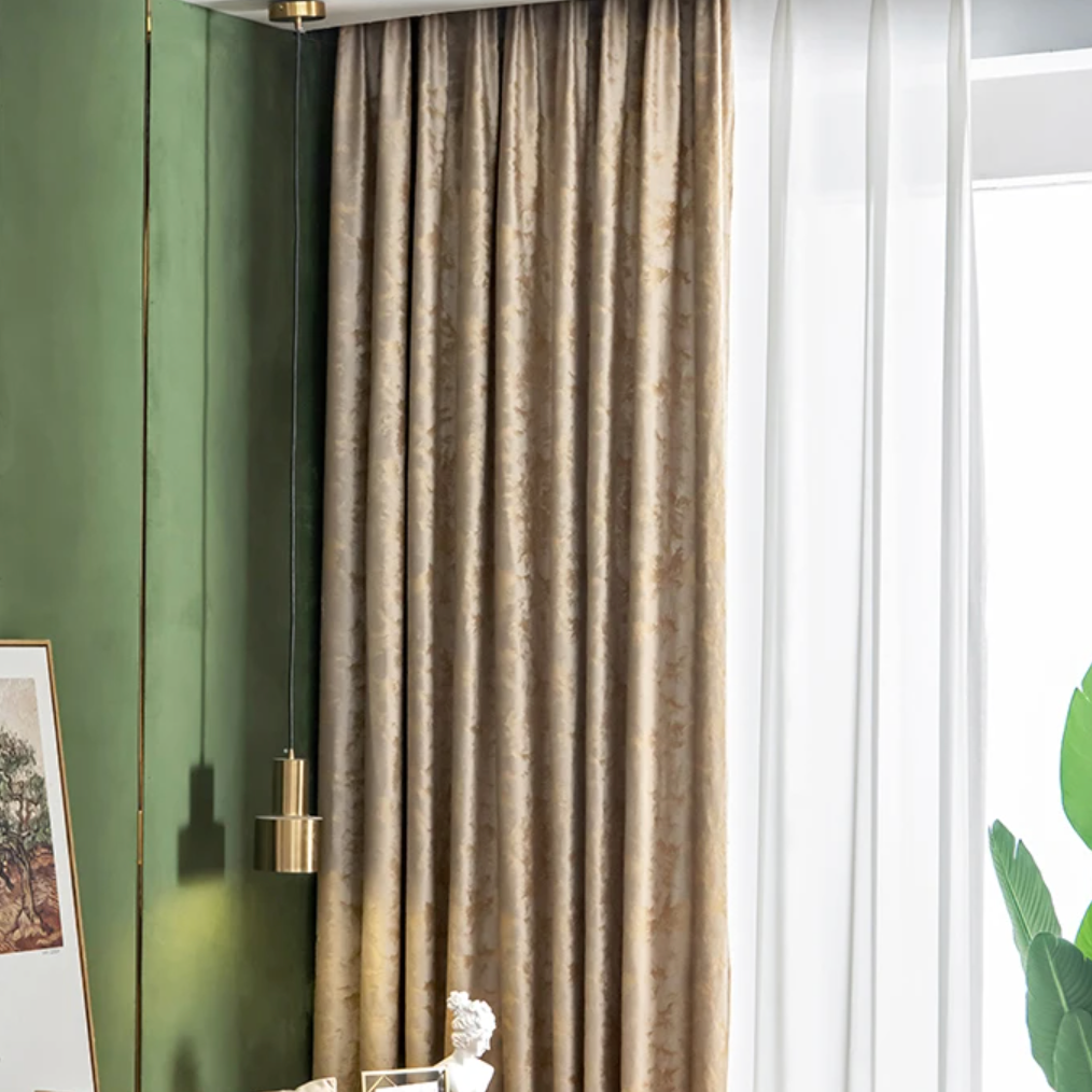 Jakarta Gilded Velvet Blackout Curtain - Coffee Gold