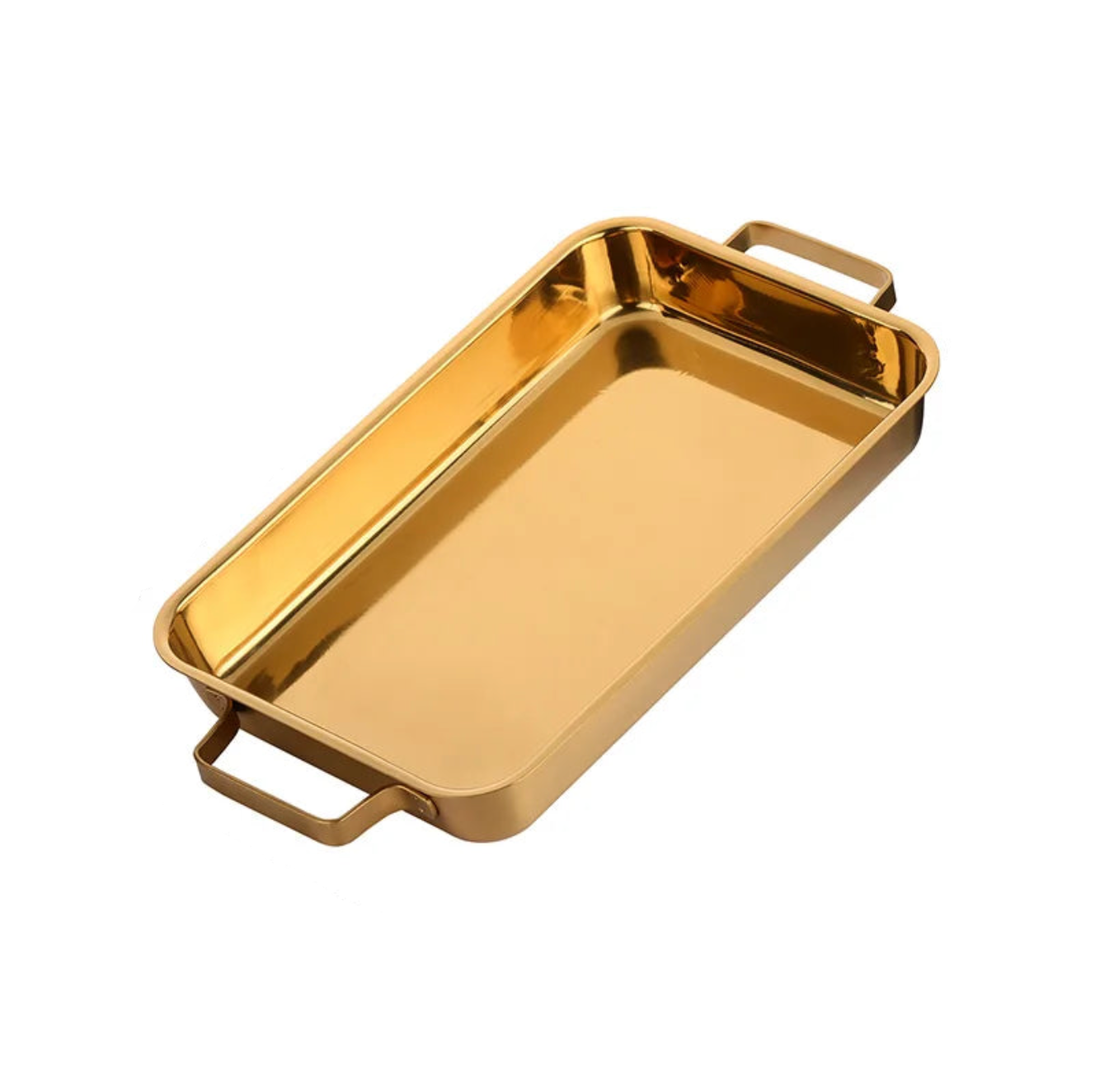 Taipei Flat Bottom Grill Deep Dish Tray - Gold